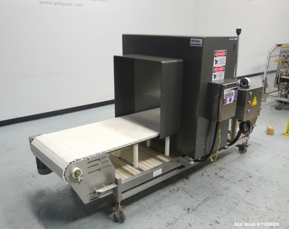 Used Fotress Phantom Big Bag Metal Detector. serial #I-17282, 26" x 24" aperature. Sensitivity: detection of 1.4 - 2.0 mm stainless steel and 0.9 - 1.5mm Ferrous. Includes mesh belt conveyor Model SC...