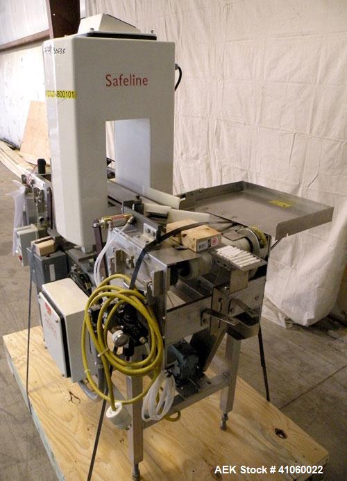 Used Safeline Metal Detector, Model 175X 300 /PW/HT/LO/EM. Capable of seeing a 1.0 fe, 1.2nf, and a 1.5ss. Aperture size 7" wide x 12" tall x 11" long, usable aperture height approximately 11-1/2" hi...