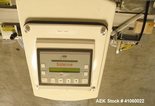 Used Safeline Metal Detector, Model 175X 300 /PW/HT/LO/EM. Capable of seeing a 1.0 fe, 1.2nf, and a 1.5ss. Aperture size 7" wide x 12" tall x 11" long, usable aperture height approximately 11-1/2" hi...