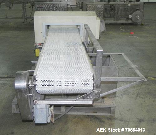 Used Goring-Kerr (Thermo-Engineering) DSP3/S-PSU Metal Detector.  Machine has a 16" wide x 4.5" high aperture.  Has a 16'' wide x 62'' long belt conveyor.  Last used on a frozen pizza line.  3/60/120...