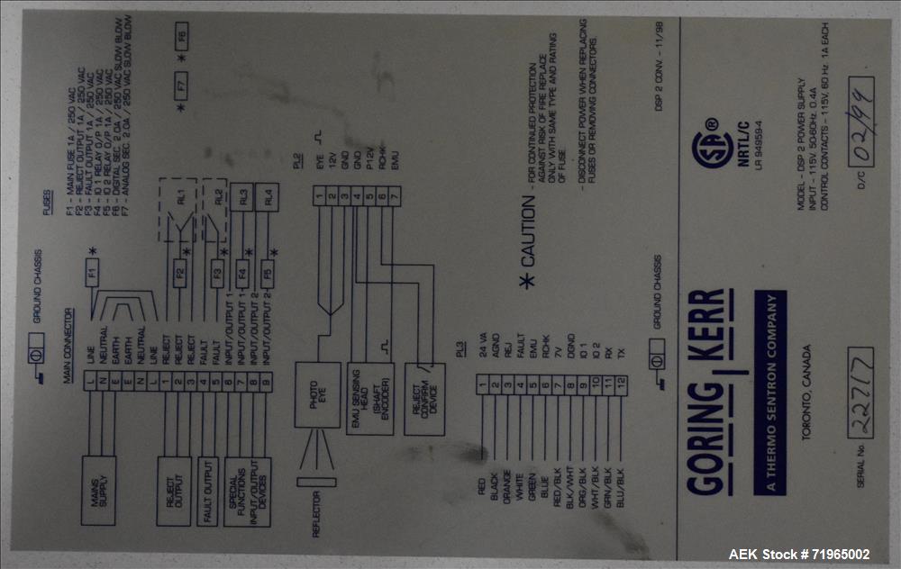 Used- Goring Kerr Model DSP3 Bulk Bag Metal Detector.
