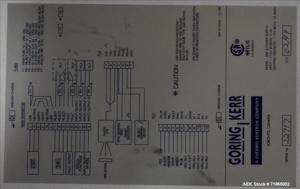 Used Goring Kerr Model DSP3 Bulk Bag Metal Detector.