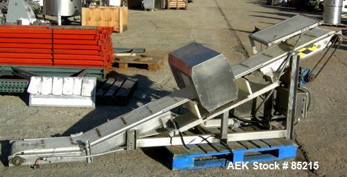 Used Lock Metalchek Metal Detector, Model 30CKE. Aperture size 14" wide x 7" high. Includes a 12" wide x 2' long bottom section x 8'6" long incline section x 46" discharge height plastic belt conveyo...