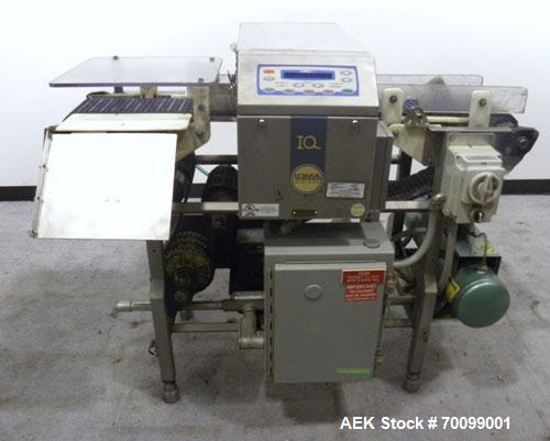 Used Loma IQ Superscan Micro Metal Detector, Stainless Steel Construction. Aperture 8" wide x 4" high. Includes a belt conveyor and air reject, approximate 33-1/2’’ discharge height. Machine footprin...