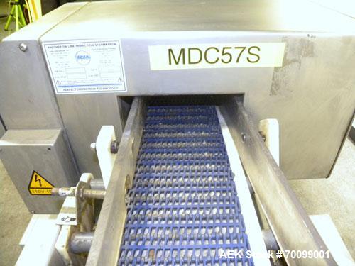 Used Loma IQ Superscan Micro Metal Detector, Stainless Steel Construction. Aperture 8" wide x 4" high. Includes a belt conveyor and air reject, approximate 33-1/2’’ discharge height. Machine footprin...