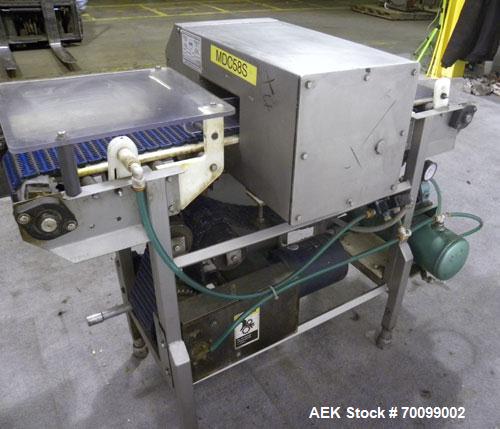 Used Loma IQ Superscan Micro Metal Detector, Stainless Steel Construction. Aperture 8" wide x 4" high. Includes a belt conveyor and air reject, approximate 33-1/2’’ discharge height. Machine footprin...