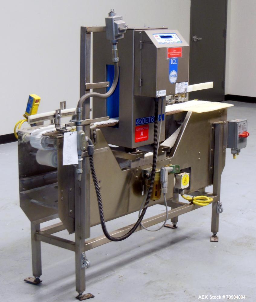 Used Loma IQ2 Conveyor Mounted Metal Detector.  Built 10/2002. Aperture size 100 mm (3 15/16") Wide X 350 mm (13 3/4") Tall, with belt 12 3/8" Tall. Sensitivity: up to 1.0mm Ferrous, 2mm Stainless St...