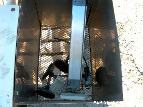 USED: Loma Super Superscan micro metal detector. Aperture size 14" wide x 8" high. Frequency 153.6 khz. Power 115 volt, 2 amp, 60 hz. 12" wide x 52" long conveyor, no belt. 1/2 hp DC motor with speed...