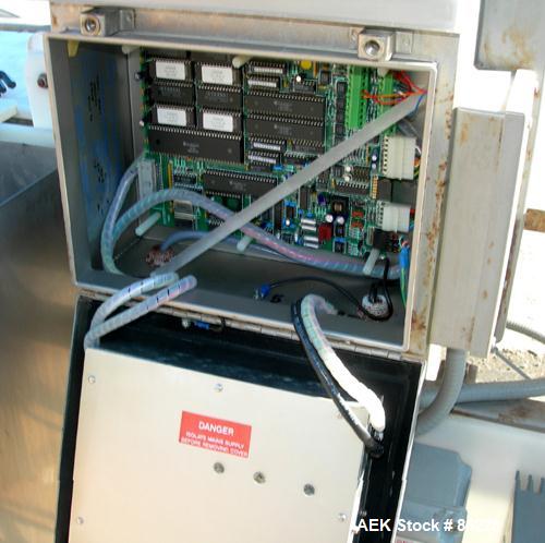 USED: Loma Super Superscan micro metal detector. Aperture size 14" wide x 8" high. Frequency 153.6 khz. Power 115 volt, 2 amp, 60 hz. 12" wide x 52" long conveyor, no belt. 1/2 hp DC motor with speed...