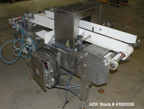 Used Ramsey Icore Metal Detector, Model Metal Scout IIE 808. Usable aperture size 7 3/4" wide x 6 1/2" high x 9 3/4" deep. Includes a Ramsey model 506 conveyor. 6" wide x 59" long plastic belt, drive...