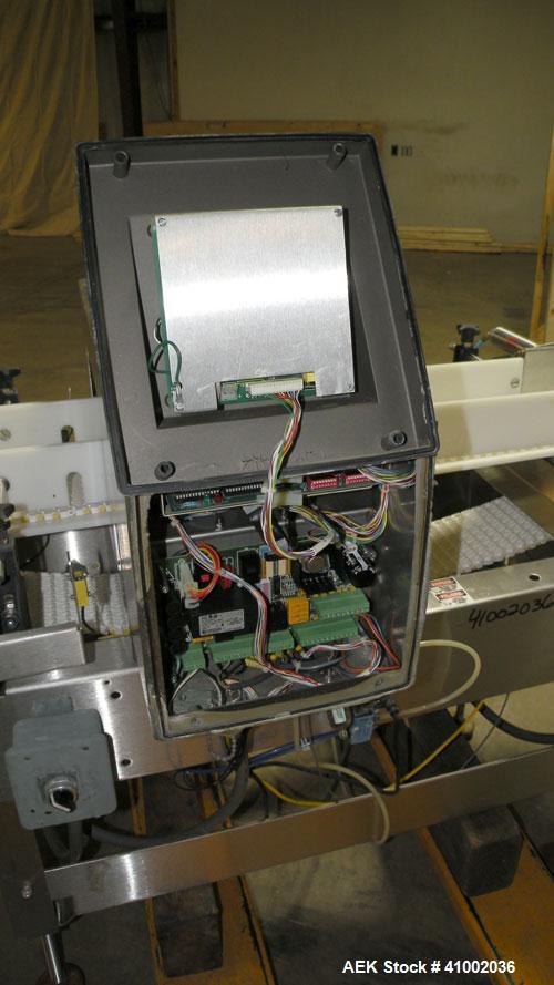 Used Ramsey Icore Metal Detector, Model Metal Scout IIE 808. Usable aperture size 7 3/4" wide x 6 1/2" high x 9 3/4" deep. Includes a Ramsey model 506 conveyor. 6" wide x 59" long plastic belt, drive...