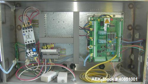 Used Safeline Metal Detector, Model PPH+/08x4/P/300-800/ABS/V3/RC/RS232.Aperture size approximately 8" wide x 3 1/4" high x 11 1/4" long.Includes a control panel and a belt conveyor, 4 3/4" wide x 42...