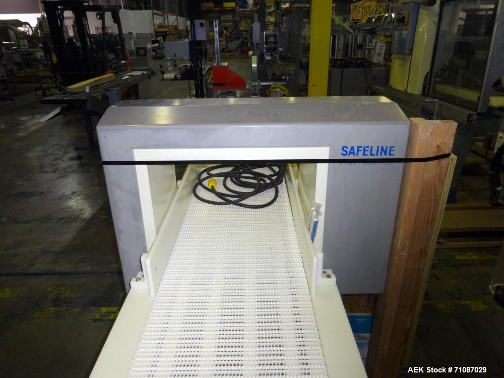 Used Safeline (Mettler-Toledo) Model PowerPhase Plus Metal Detector.  Aperature  20" Wide x 16" Tall, with 14.5" useable Height, with 18" Wide x 84" Long conveyor. Unit has conveyor stop when detecti...