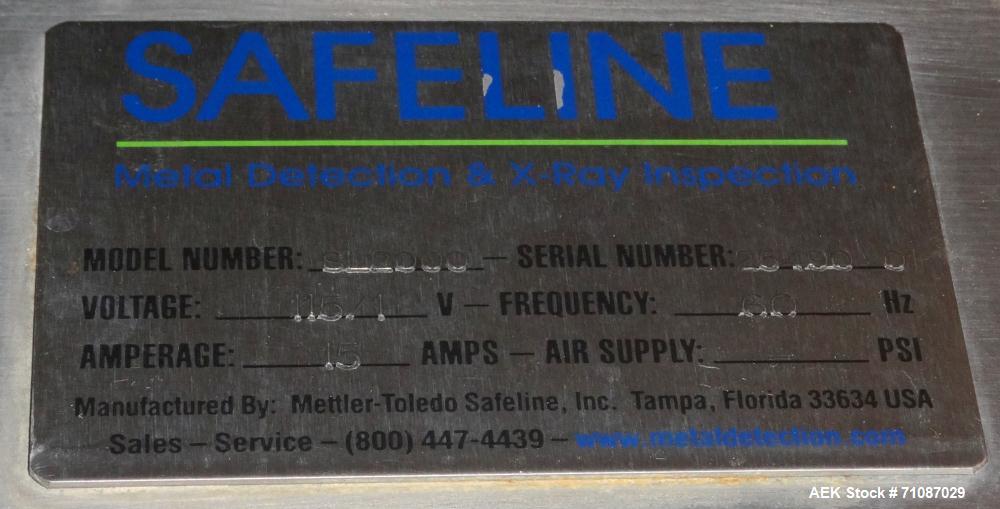 Used Safeline (Mettler-Toledo) Model PowerPhase Plus Metal Detector.  Aperature  20" Wide x 16" Tall, with 14.5" useable Height, with 18" Wide x 84" Long conveyor. Unit has conveyor stop when detecti...