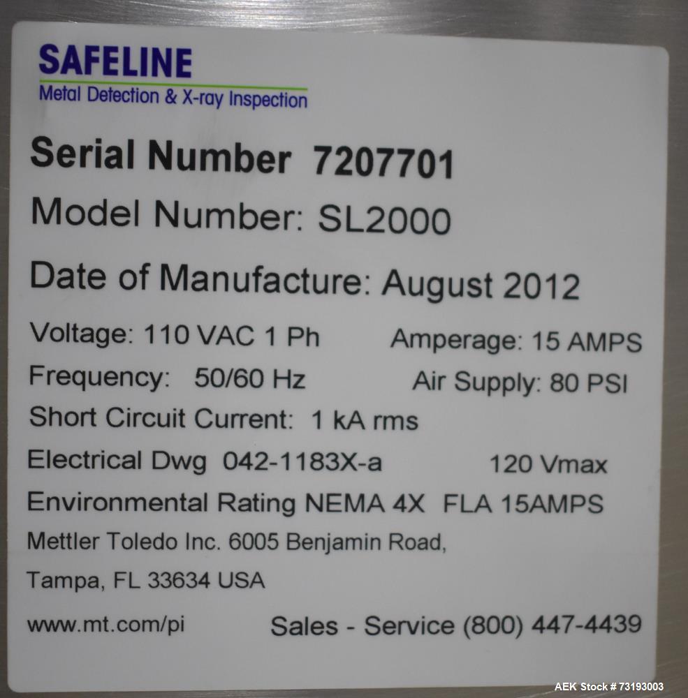 Used Safeline SL2000 Conveyor Mounted Metal Detector – 13.75" x 4" Aperture