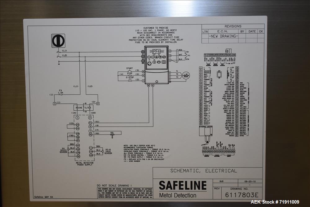 Used Safeline Conveyor Mounted Metal Detector, Model SL1500.
