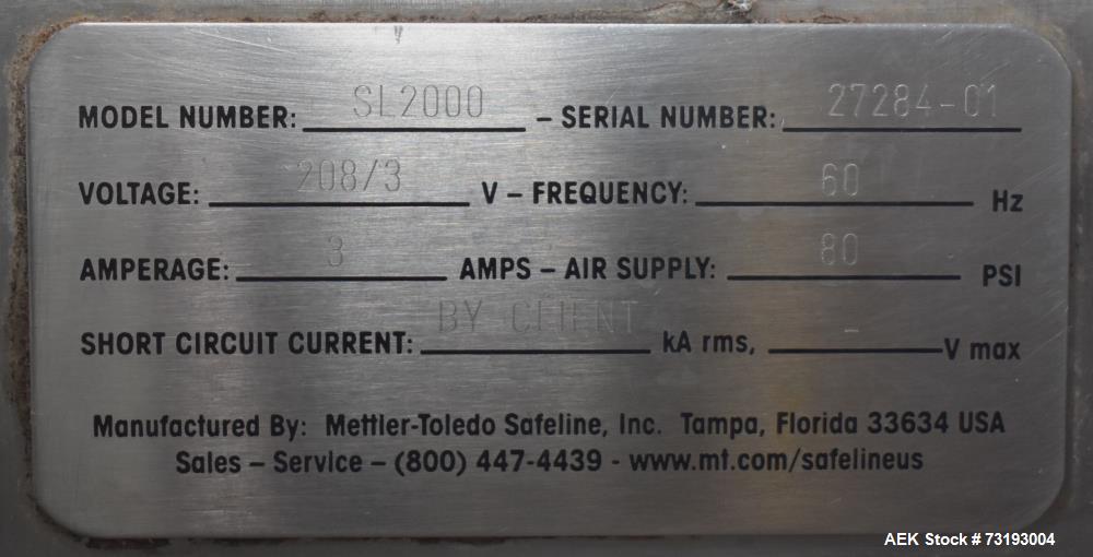 Used Mettler Toledo Safeline SL2000 Conveyor Metal Detector – 8" x 3" Aperture