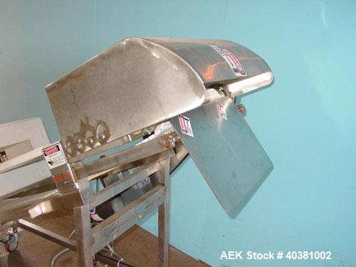 Used Safeline Metal Detector, model STD18X5PILV2. 18" x 5" aperature. Detector HeadRef # 110073, M/C# 333, Ref Phase 2638, PWD DR# 165, OOBV 10MV, Firmware Version 2.23. Includes a plastic mesh incli...