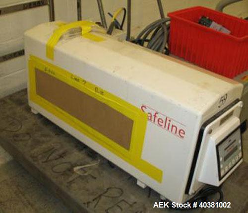 Used Safeline Metal Detector, model STD18X5PILV2. 18" x 5" aperature. Detector HeadRef # 110073, M/C# 333, Ref Phase 2638, PWD DR# 165, OOBV 10MV, Firmware Version 2.23. Includes a plastic mesh incli...