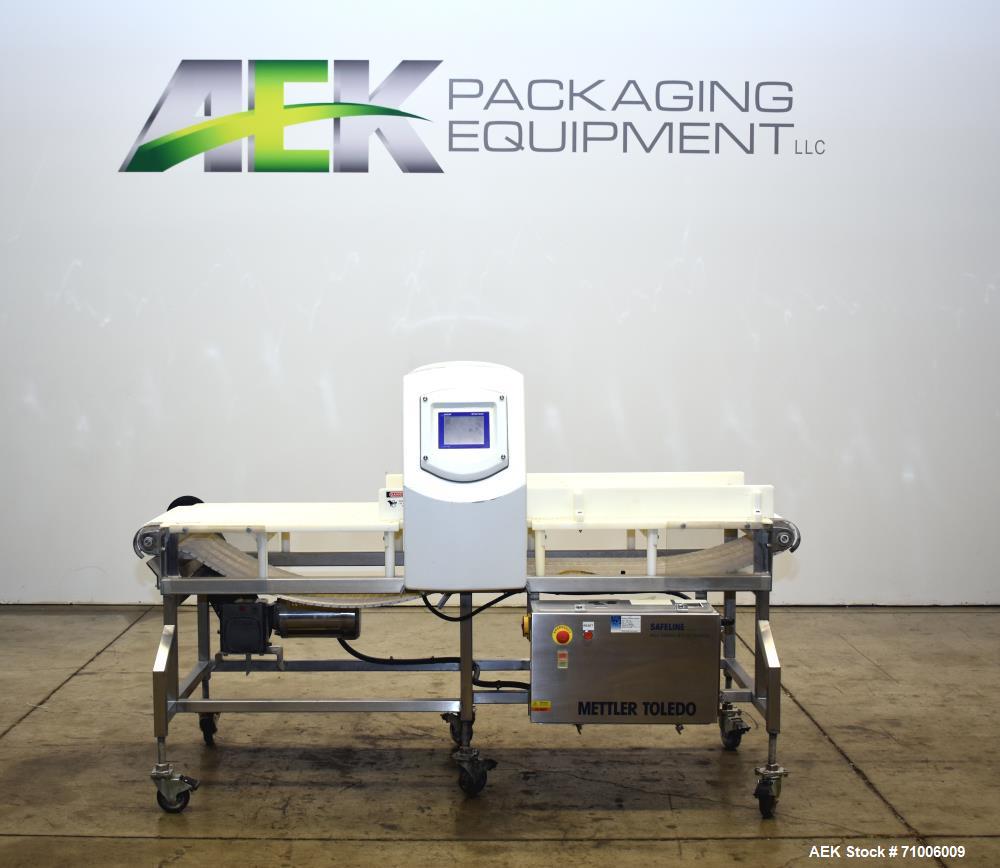 Used Safeline-Power Phase PRO Metal Detector. Model SL2000, 18.75" Wide x 14.75" tall aperture, 18" wide x 83" long plastic mattop conveyor. Stop belt reject. Stainless steel frame on casters. 1/60/1...
