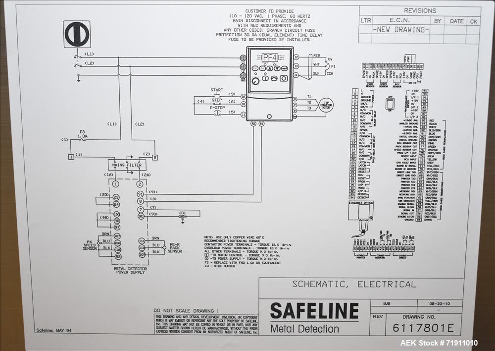 Used Safeline Conveyor Mounted Metal Detector, Model SL1500.