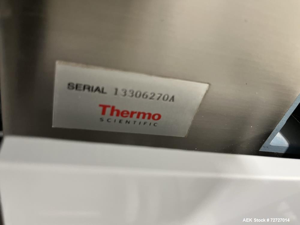 Used Thermo Scientific Conveyor Mounted Metal Detector, Model Apex 100. 304 Stainless Steel. Aperture size: 5 3/4 " wide x 10" tall from the conveyor belt that product can pass through. Reject is air...