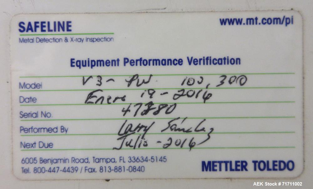 Used Safeline Model PowerPhase Pro Conveyor Mounted Metal Detector