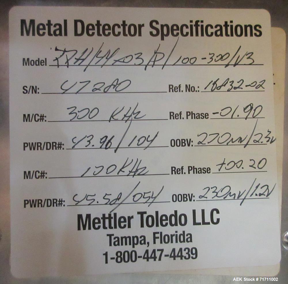 Used Safeline Model PowerPhase Pro Conveyor Mounted Metal Detector