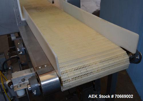 Used Safeline Powerphase Metal Detector Conveyorized Metal Detector, 13 3/4 in W x 13 1/2 in H Aperture, 68 in L x 12 in W x 40 in H Plastic Mesh Belt Conveyor, Buzzer and Conveyor Stop Style Reject,...