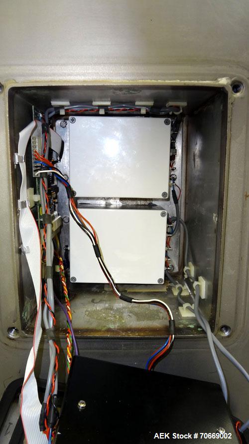 Used Safeline Powerphase Metal Detector Conveyorized Metal Detector, 13 3/4 in W x 13 1/2 in H Aperture, 68 in L x 12 in W x 40 in H Plastic Mesh Belt Conveyor, Buzzer and Conveyor Stop Style Reject,...