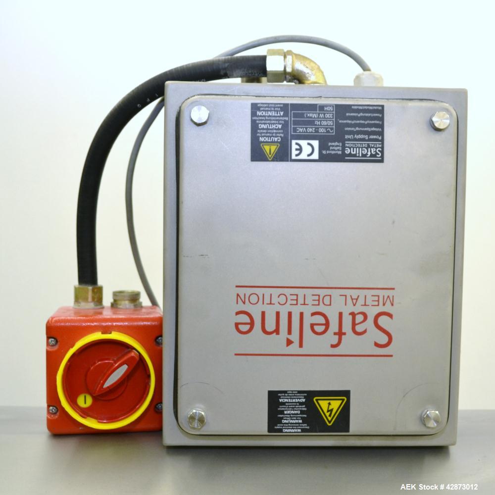 Used Safeline Signature 2 Pass Through Metal Detector, 304 Stainless Steel. Aperture size approximately 25-1/2" wide x 7" high x 11" long. Sensitivity Ratio dependent of coil system at 300 kHz, Non-F...