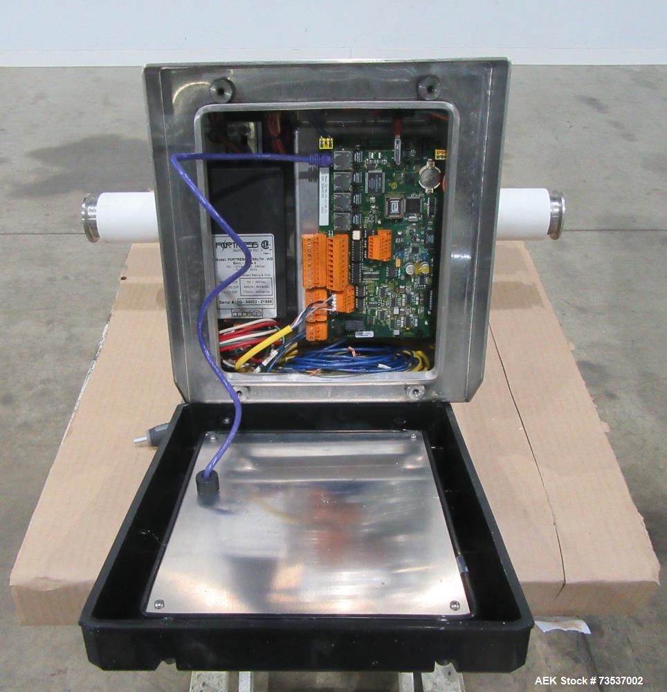 Used Fortress Stealth Pipeline Metal Detector. Approximate aperture size 4" diameter x 10-1/2" long. Through pipe is 2" diameter. Serial# Q-54003-21889.