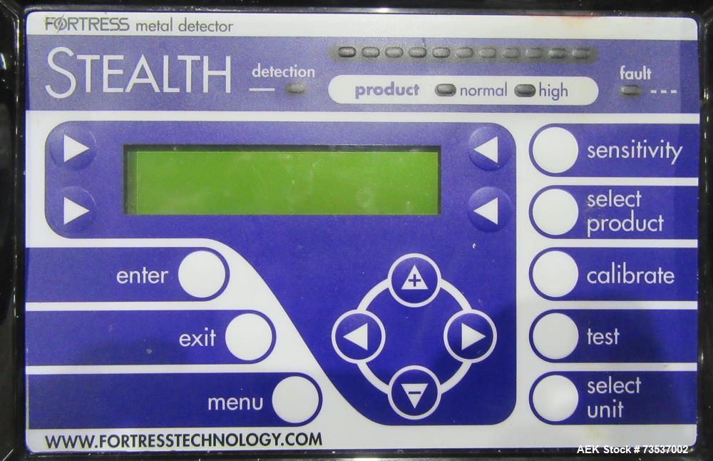 Used Fortress Stealth Pipeline Metal Detector. Approximate aperture size 4" diameter x 10-1/2" long. Through pipe is 2" diameter. Serial# Q-54003-21889.
