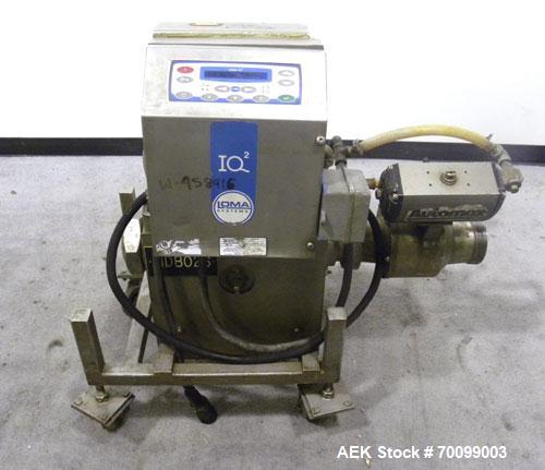 Used Loma Pipeline Metal Detector, Model IQ2, Stainless Steel. Approximate 3" diameter aperture with a 17" discharge height, approximate throughput 10 tons an hour. Mounted on a stainless steel frame...