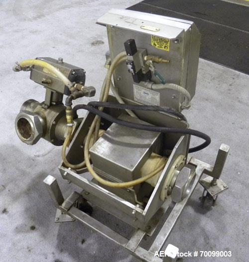 Used Loma Pipeline Metal Detector, Model IQ2, Stainless Steel. Approximate 3" diameter aperture with a 17" discharge height, approximate throughput 10 tons an hour. Mounted on a stainless steel frame...