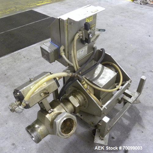 Used Loma Pipeline Metal Detector, Model IQ2, Stainless Steel. Approximate 3" diameter aperture with a 17" discharge height, approximate throughput 10 tons an hour. Mounted on a stainless steel frame...