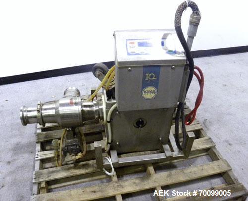 Used Loma Pipeline Metal Detector, Model IQ2, Stainless Steel. Approximate 3" diameter aperture with a 17" discharge height, approximate throughput 10 tons an hour. Mounted on a stainless steel frame...