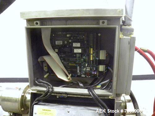 Used Loma Pipeline Metal Detector, Model IQ2, Stainless Steel. Approximate 3" diameter aperture with a 17" discharge height, approximate throughput 10 tons an hour. Mounted on a stainless steel frame...