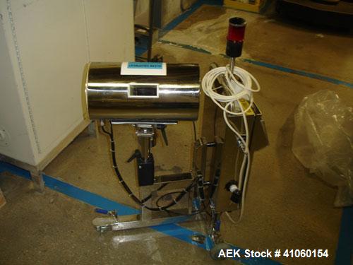 Used Lock Metal Detector, fall thru design, model MET 30+, 3 3/4" wide x 1 3/4" high opening with reject, 115 volt with controls on stand, serial #7458/4.