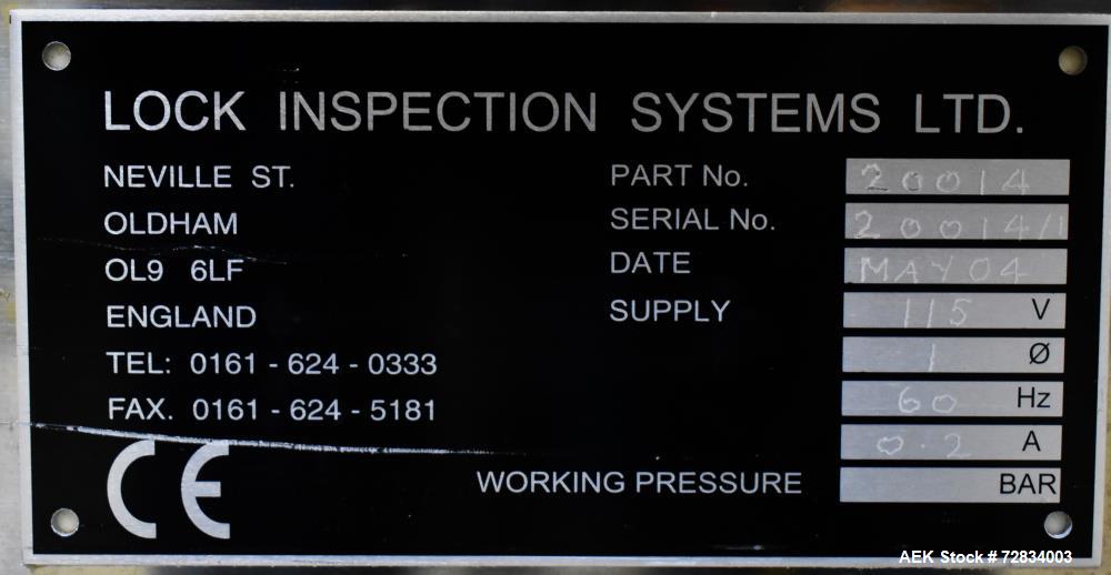 Used- Lock Inspection Systems LTD Metal Detector, Model MET 30+. Aperature approximately 3.75" wide x 1" tall opening. Mount...