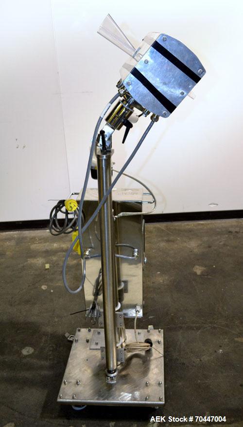 Used Safeline PharmXS Tablet/Capsule Metal Detector, Model PHARMXS/76X38/V2/600/RC, Stainless Steel. Approximate aperture 1.3’’ tall x 3.7’’ wide. Rated up to 10,000 tablets per minute. Mounted on a ...
