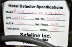 Used Safeline PharmX Tablet/Capsule Metal Detector, Model PHARMXS/76X38/V2/600/RC, Stainless Steel. Approximate aperture 1.3’’ tall x 3.7’’ wide. Rated up to 10,000 tablets per minute. Mounted on a s...