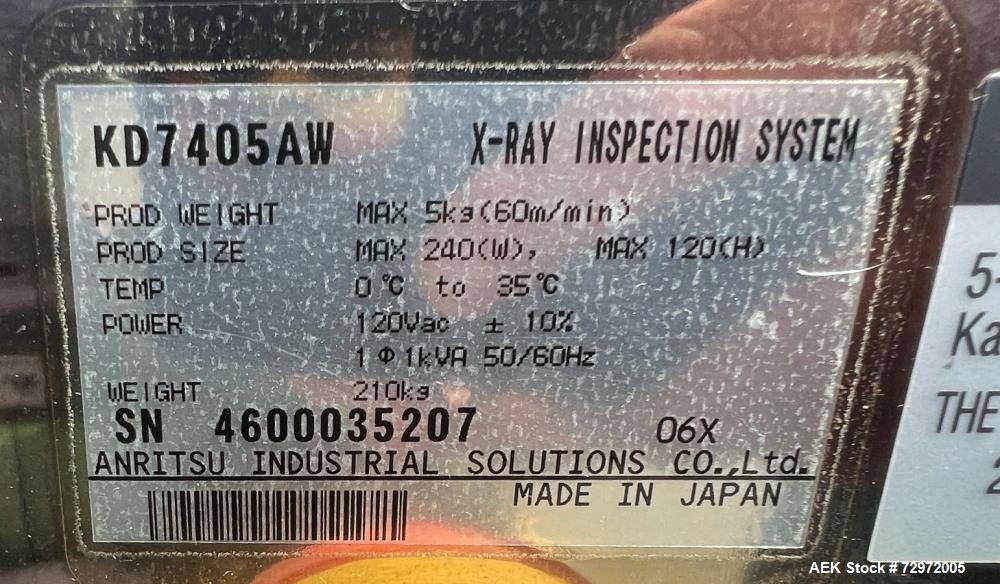 Usado- Anritsu modelo KD7405AW Detector de metales de rayos X. Peso máximo del producto 5Kg (60/m/min). Tamaño máximo del pr...