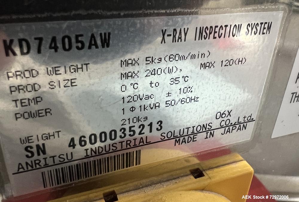 Usado- Anritsu modelo KD7405AW Detector de metales de rayos X. Peso máximo del producto 5Kg (60m/min). Tamaño máximo del pro...