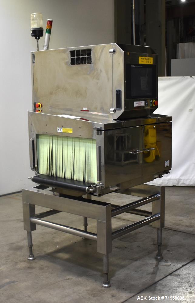 Used Anritsu X-Ray Inspection System, Model KD74. Approximate 27-1/2" W x 14" H product opening with approximate 24-1/2" W belt. Product weight maximum 50kg / 110 lbs. (35m/min). Product size maximum...