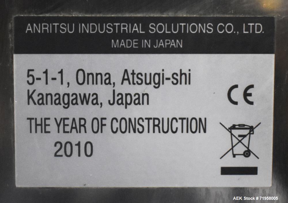 Used- Anritsu X-Ray Inspection System, Model KD74. Approximate 27-1/2" W x 14" H product opening with approximate 24-1/2" W ...