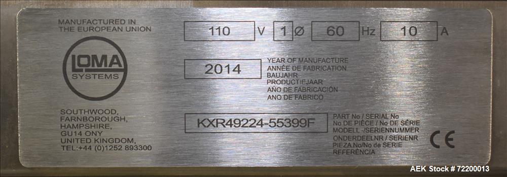 Used- Loma Model X5 X-Ray Metal Detection Inspection Unit;