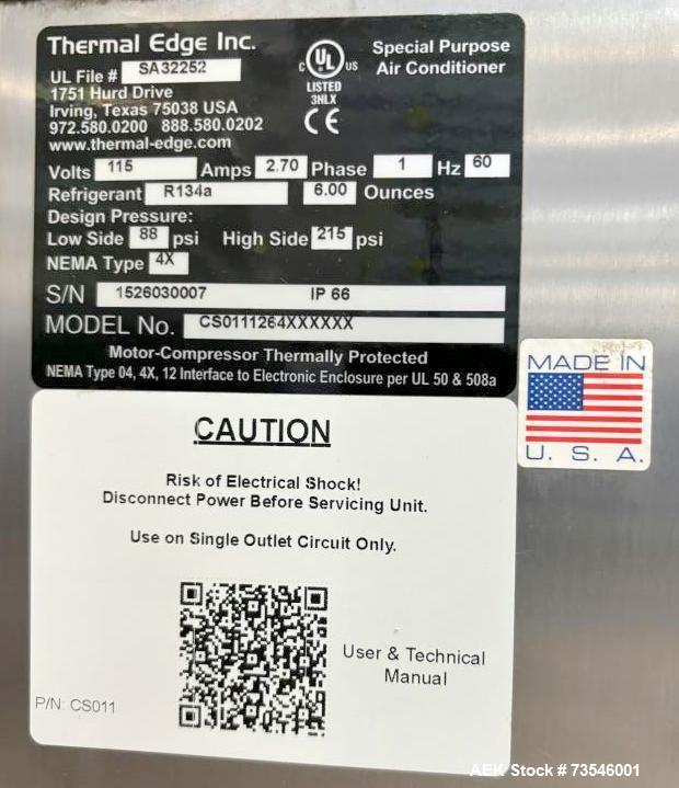 Used Peco Inspx Inline Metal Detector, Model Single. Is of stainless steel construction. Last used in food application. 3/60/230V.