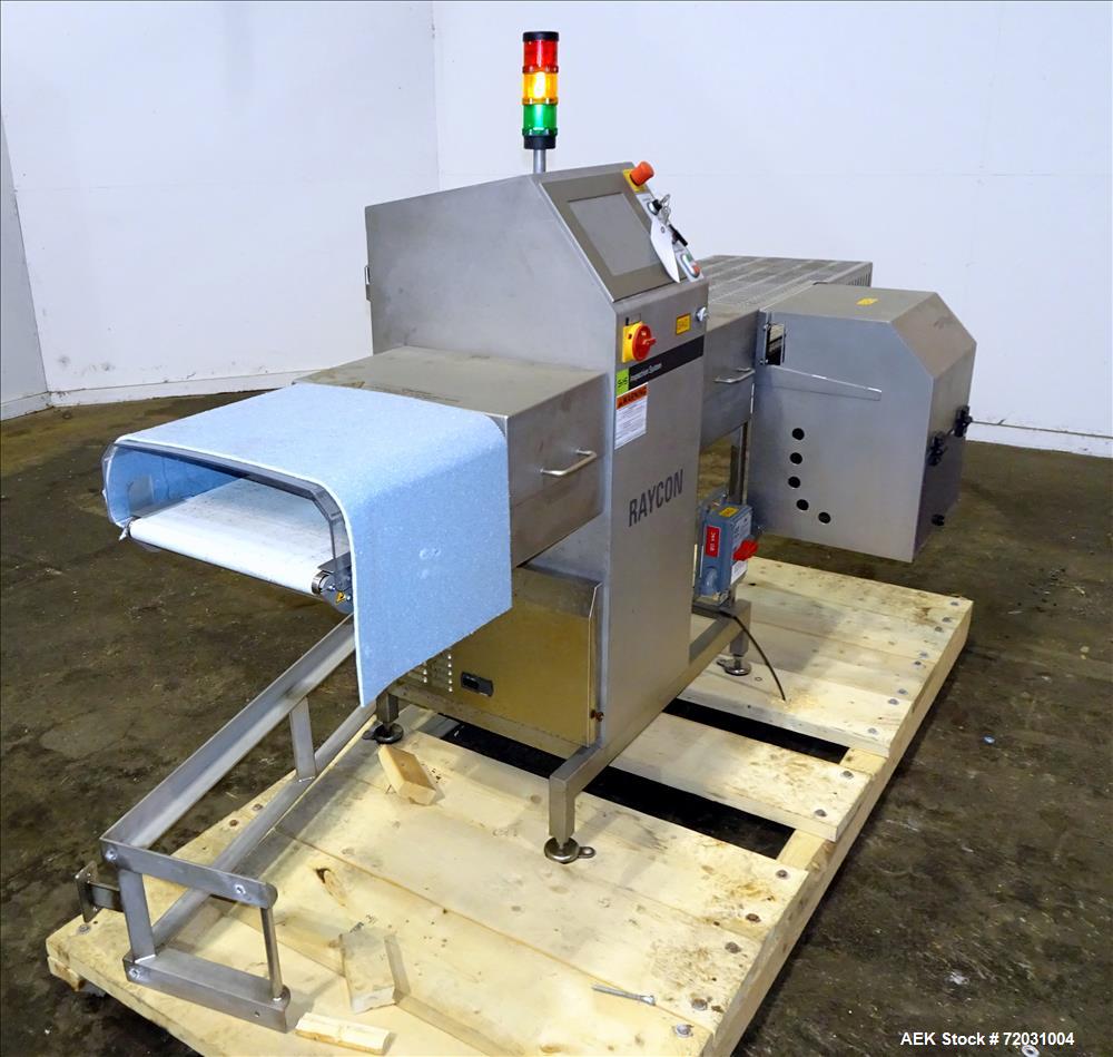 Used Sesotec Raycon X-Ray Food Inspection System, Type 350/150.  Serial # 11347015813-X.  Max Product Dimensions; 350 x 150 mm.  Has an integrated conveyor belt that is designed for use in wet or dry...