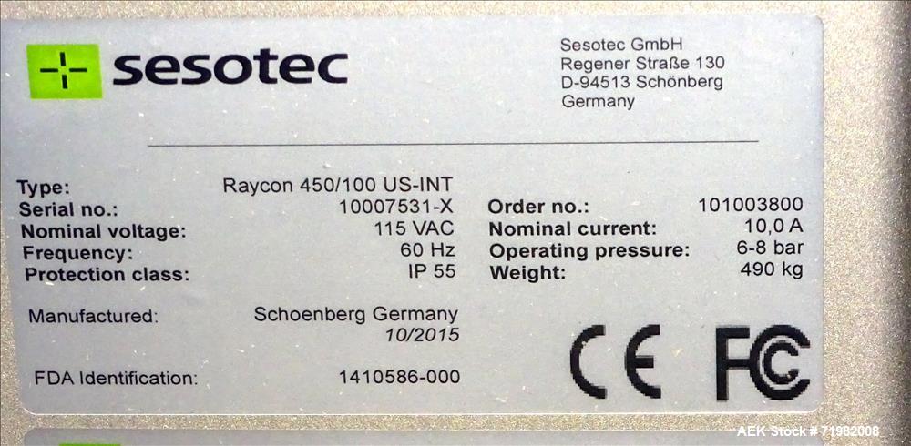 Unused- Sesotec Raycon X-Ray Food Inspection System, Type 450/100 US-INT.